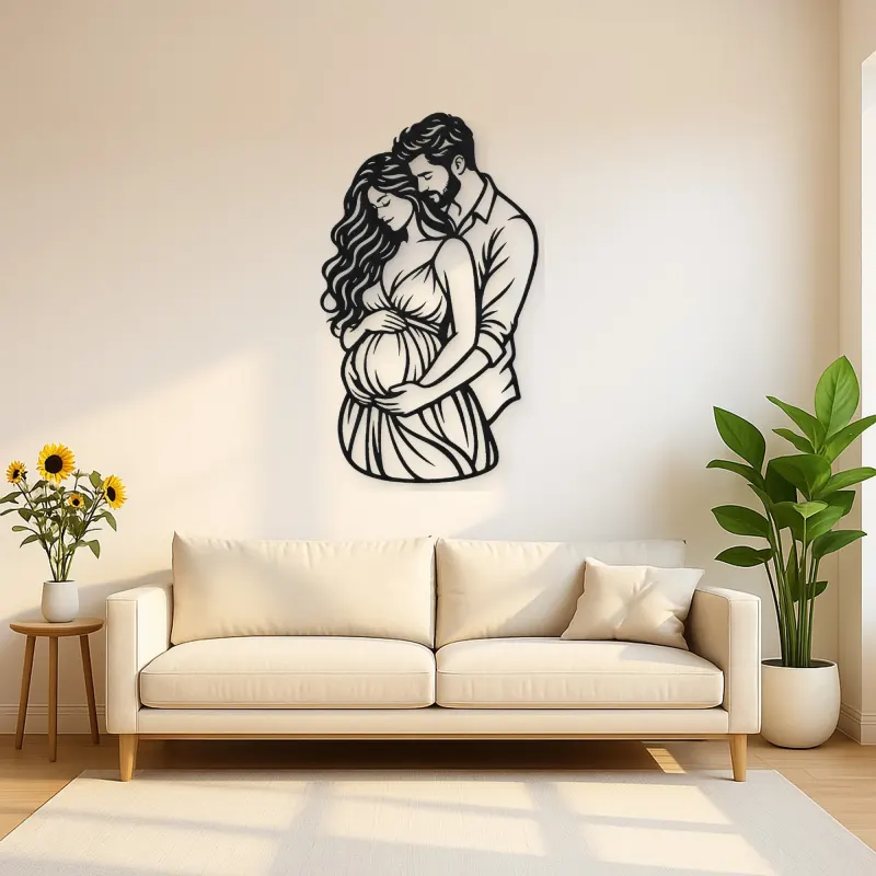 Expecting Parents Metal Wall Art | Family Silhouette Decor