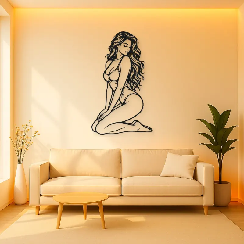 Kneeling Side Pose Metal Wall Art | Movement Silhouette Decor