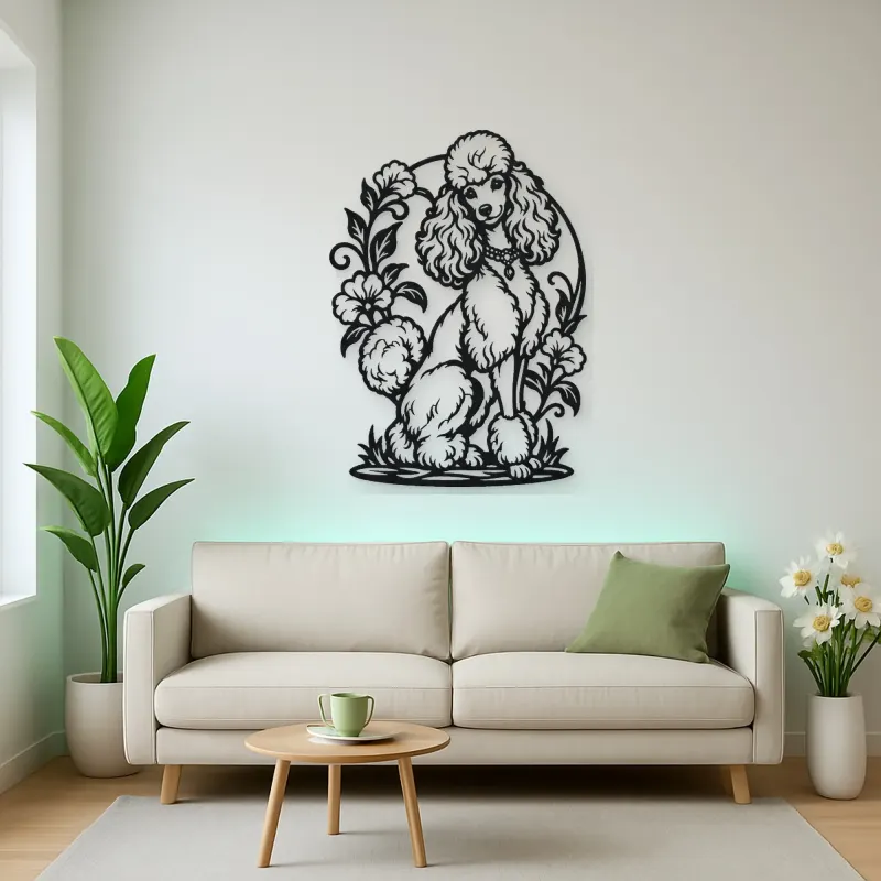 Poodle Elegant Pose Metal Wall Art | Pet Lover Silhouette Decor
