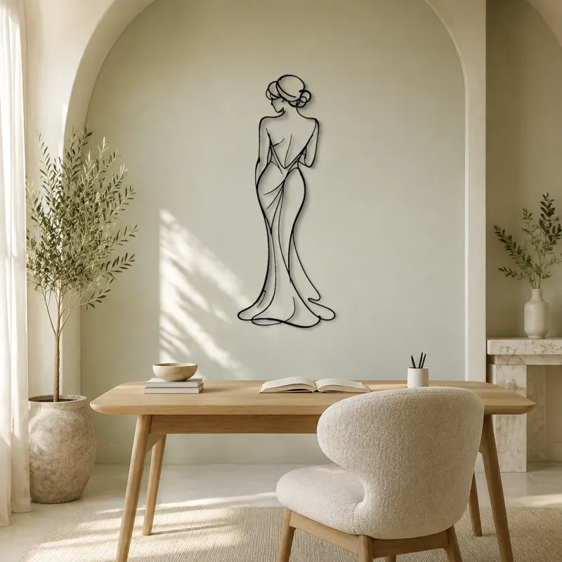 Elegant Back Outline Metal Wall Art | Feminine Figure Wall Decor - lifestyle view 4