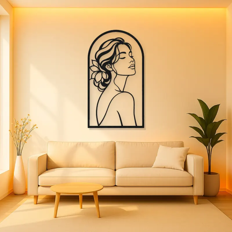 Beauty in Arch Metal Wall Art | Minimalist Woman Line Art