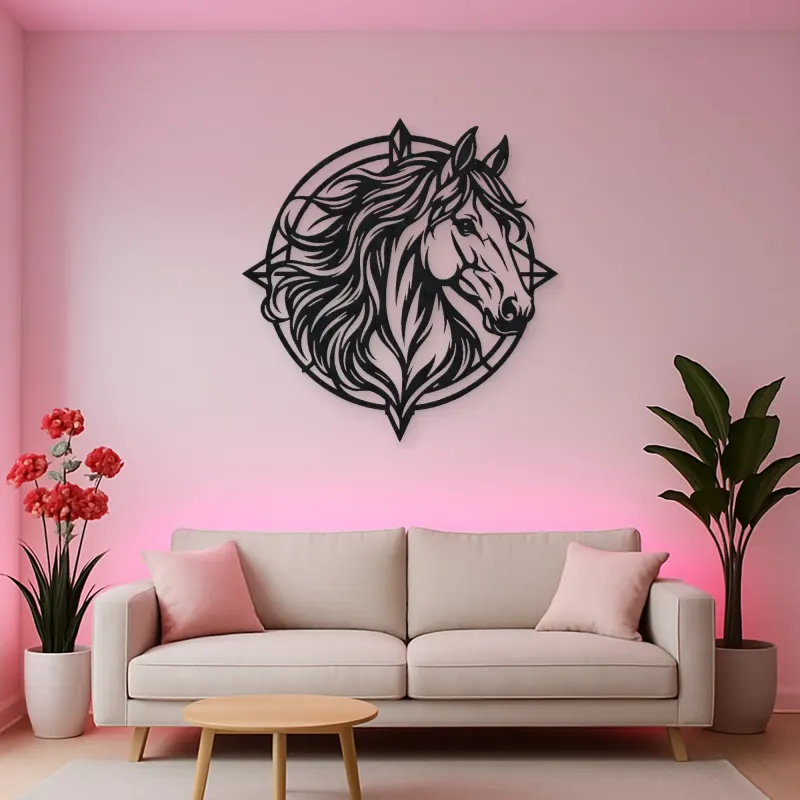 Horse Head Geometric Metal Wall Art | Equestrian Wall Decor