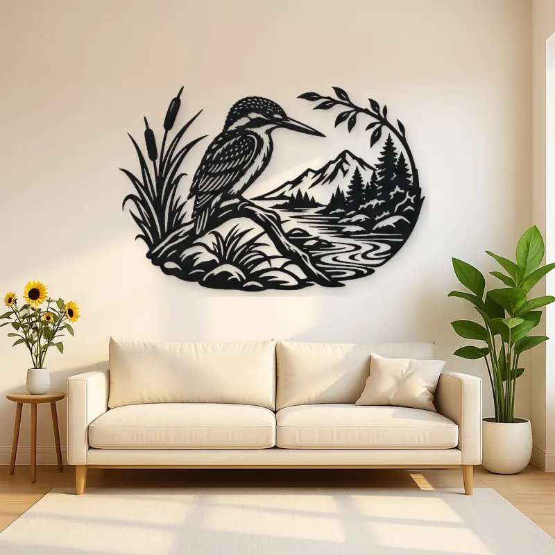 Kingfisher River Metal Wall Art | Wildlife Silhouette Decor
