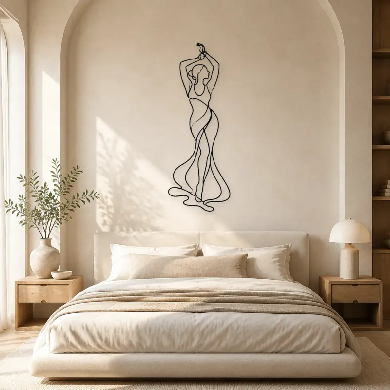Raised Arms Figure Metal Wall Art | Feminine Figure Wall Decor - lifestyle view 2