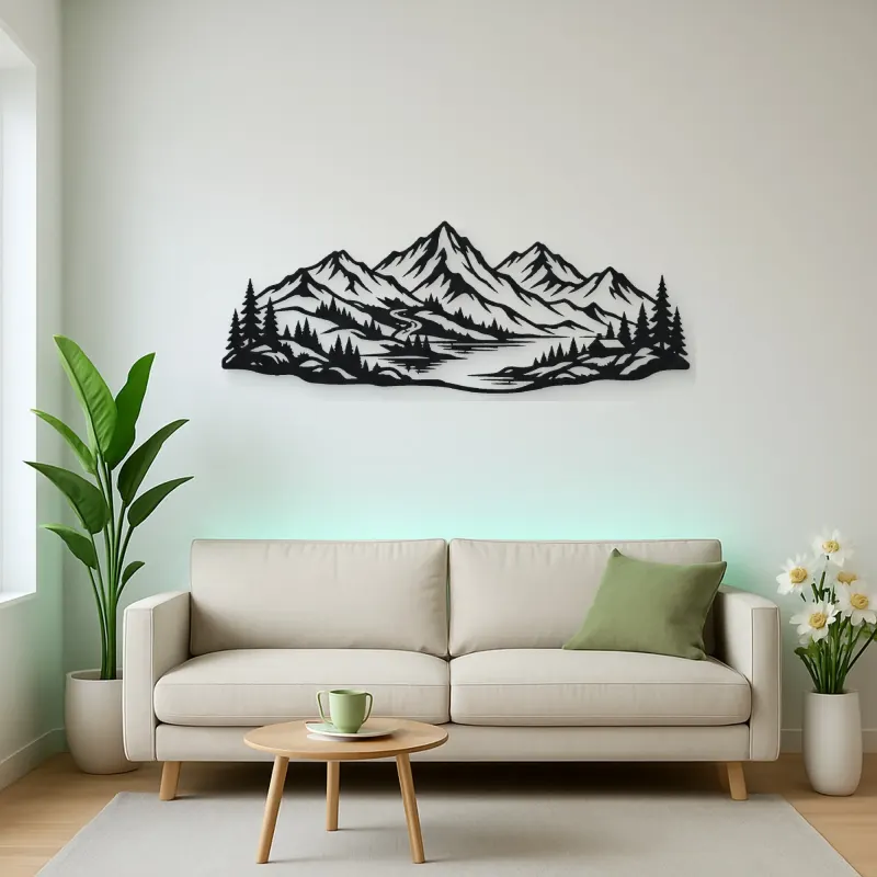 Soft Scandinavian Peaks Metal Wall Art | Modern Abstract Metal Decor