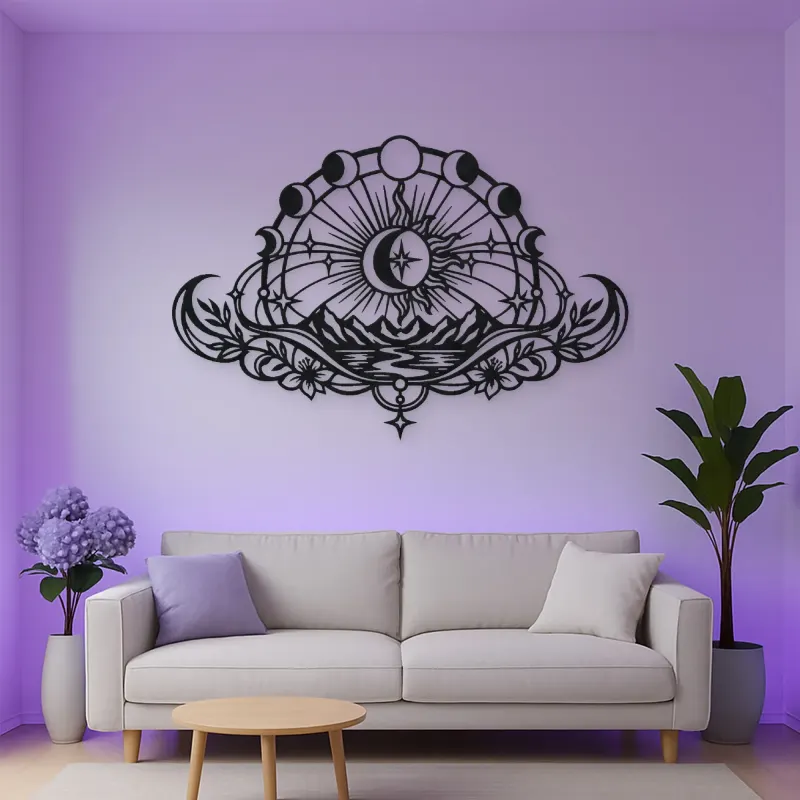 Lunar Phases Arc Metal Wall Art | Celestial Boho Wall Decor