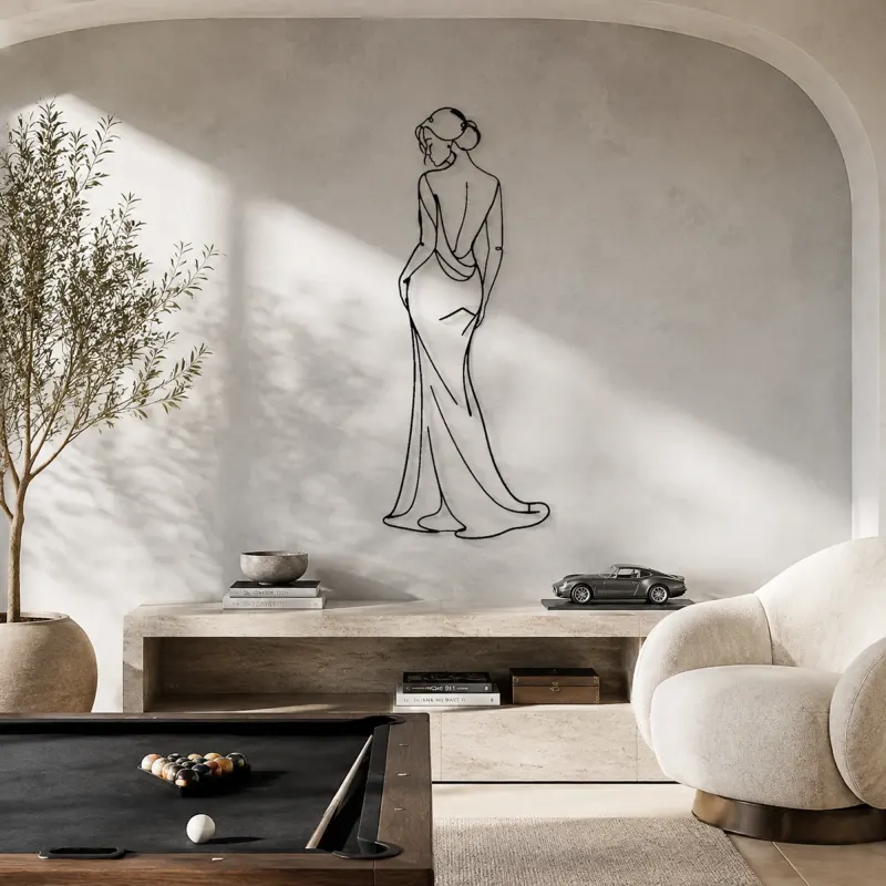 Graceful over Shoulder Metal Wall Art | Fashion Figure Wall Decor - lifestyle view 4