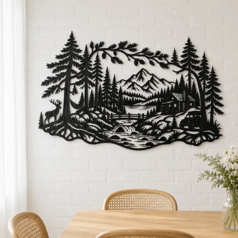 Whispering Pine Forest Metal Wall Art | Nature Silhouette Decor - lifestyle view 4