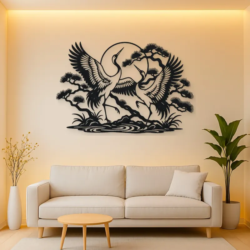 Crane Dance Metal Wall Art | Wildlife Silhouette Decor