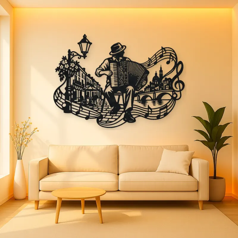 Accordion Street Music Metal Wall Art | Music Room Wall Decor