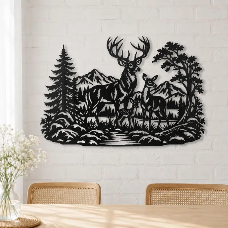Deer Forest Profile Metal Wall Art | Wildlife Silhouette Decor - lifestyle view 4