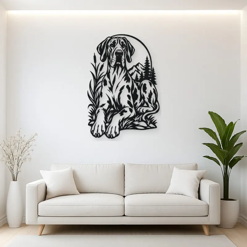 Great Dane Minimal Metal Wall Art | Pet Lover Silhouette Decor