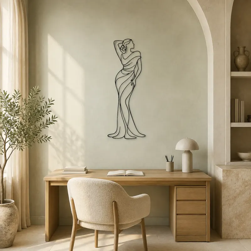 Art Deco Feminine Pose Metal Wall Art | Fashion Figure Wall Decor - lifestyle view 4