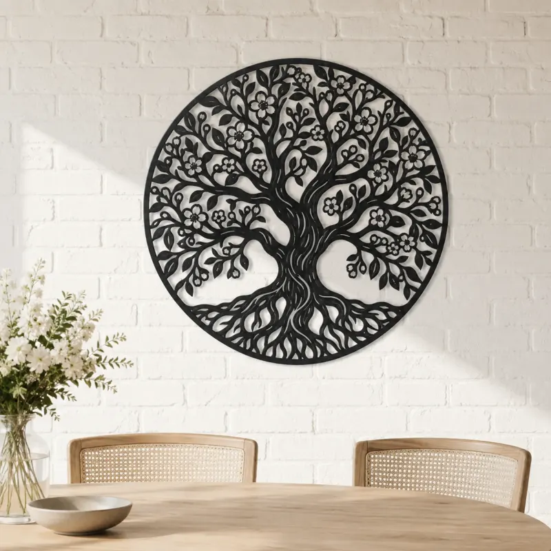 Blooming Spring Tree Metal Wall Art | Botanical Metal Wall Decor - lifestyle view 4
