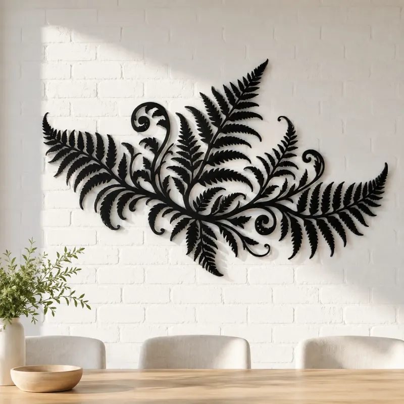 Fern Frond Wave Metal Wall Art | Coastal and Nautical Wall Decor - lifestyle view 4