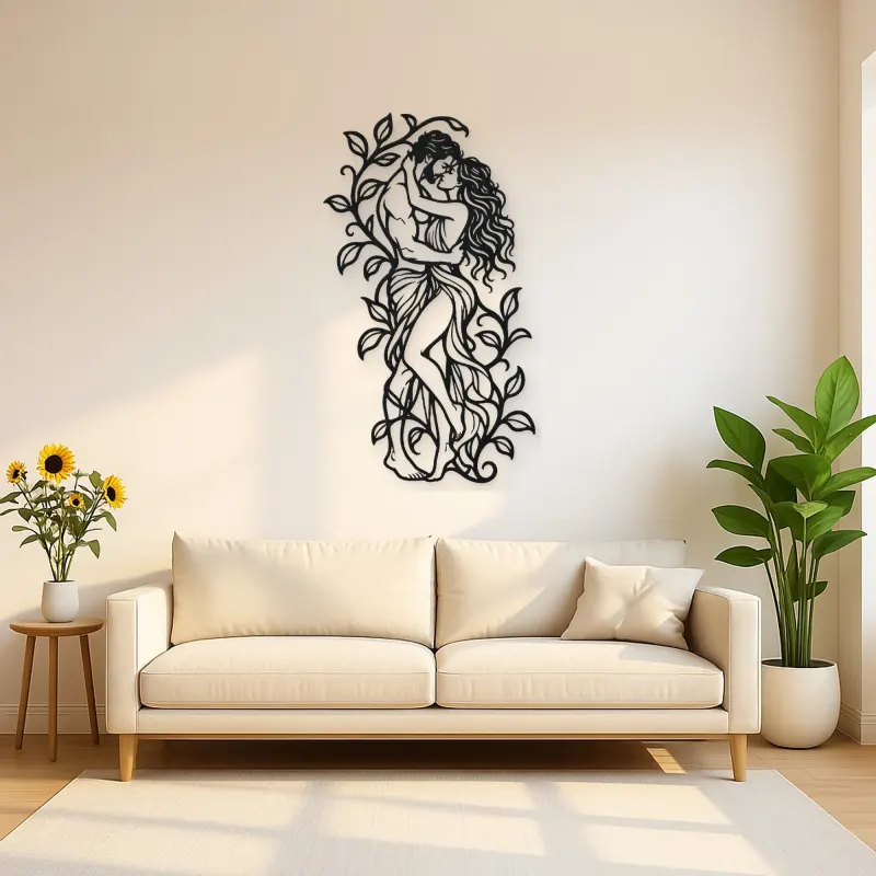 Garden Embrace Metal Wall Art | Romantic Couple Decor