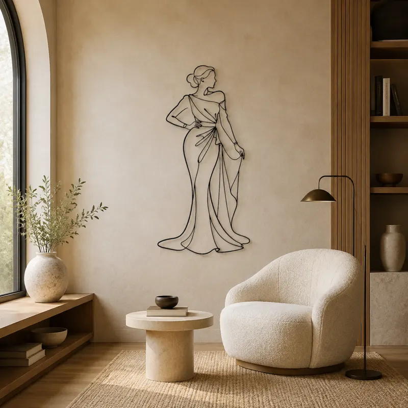 Sculptural Gown Pose Metal Wall Art | Fashion Figure Wall Decor - lifestyle view 5