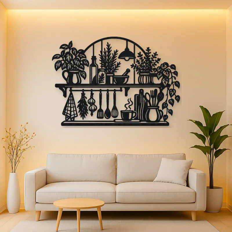 Kitchen Herb Shelf Metal Wall Art | Cozy Home Metal Decor