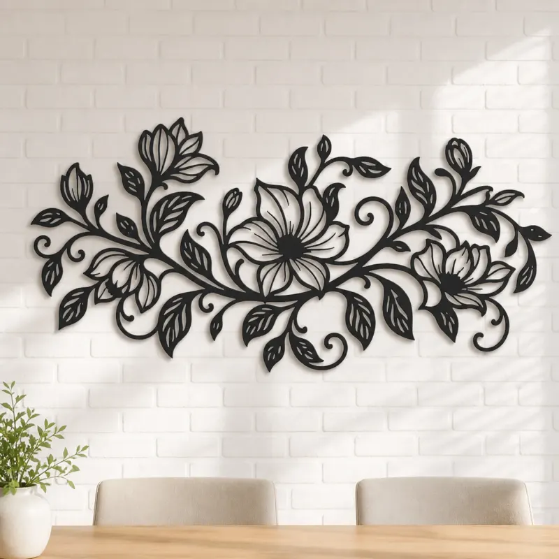 Endless Floral Vine Metal Wall Art | Botanical Metal Wall Decor - lifestyle view 4