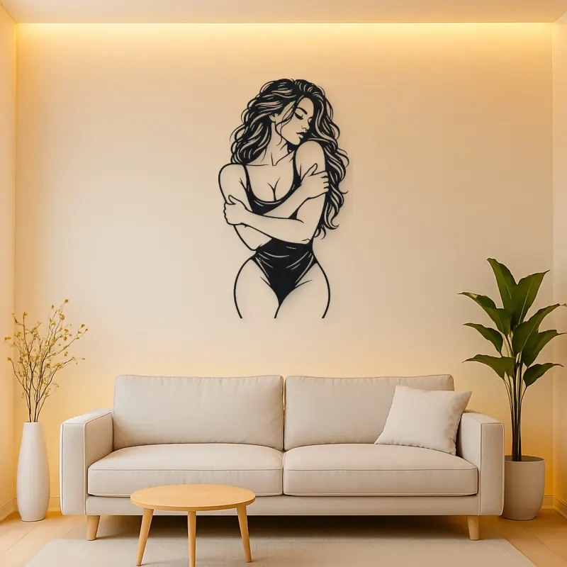 Self Embrace Torso Metal Wall Art | Minimalist Woman Line Art