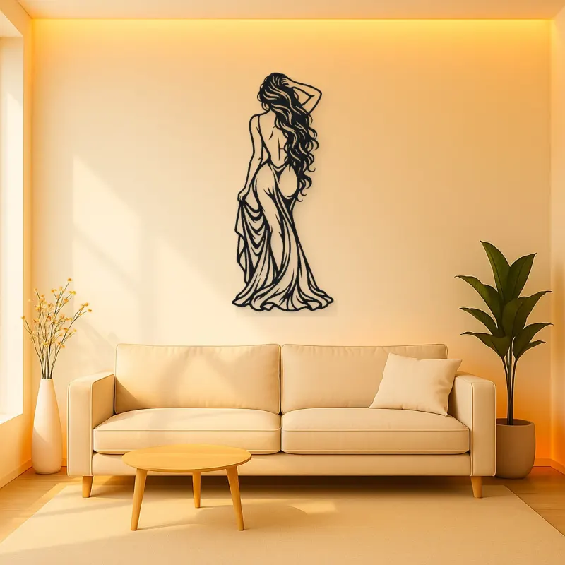 Long Hair Back Pose Metal Wall Art | Movement Silhouette Decor