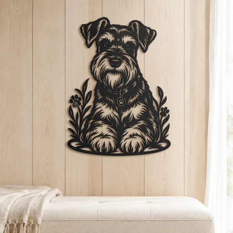 Schnauzer Portrait Metal Wall Art | Pet Lover Silhouette Decor - lifestyle view 5