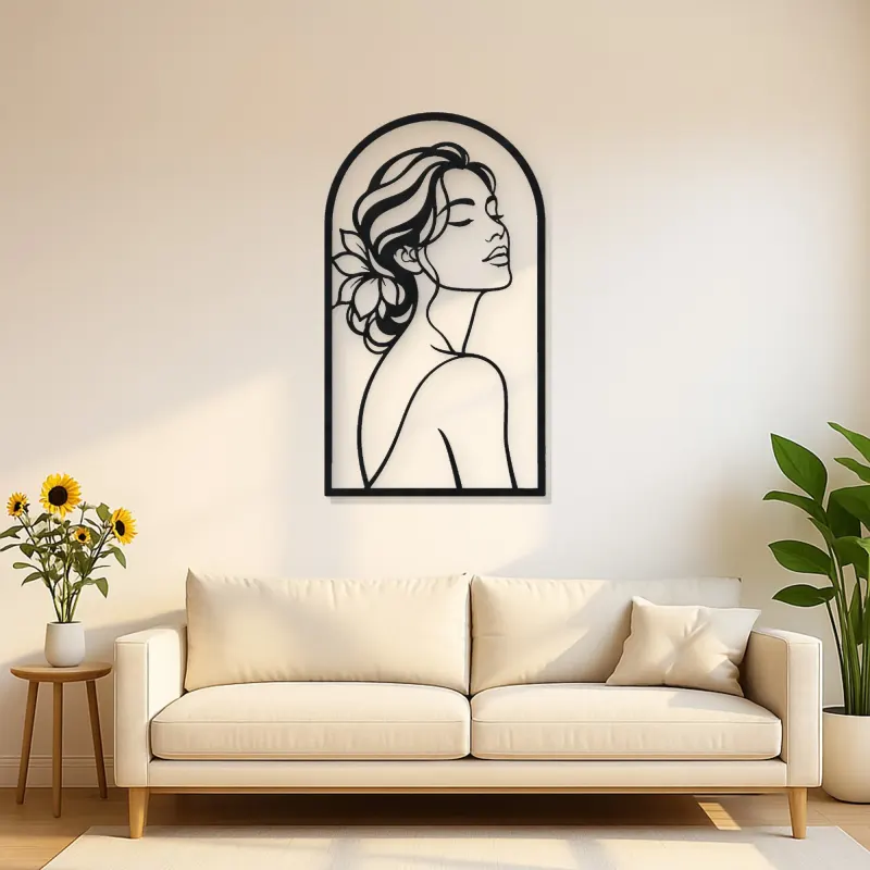 Beauty in Arch Metal Wall Art | Minimalist Woman Line Art