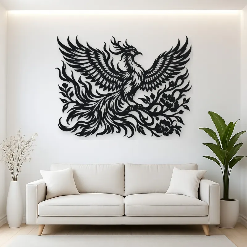 Phoenix Flame Flow Metal Wall Art | Celestial Boho Wall Decor