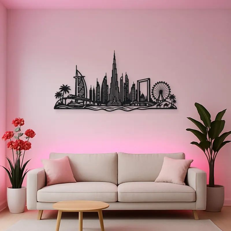 Dubai Skyline Arc Metal Wall Art | Travel and City Wall Decor