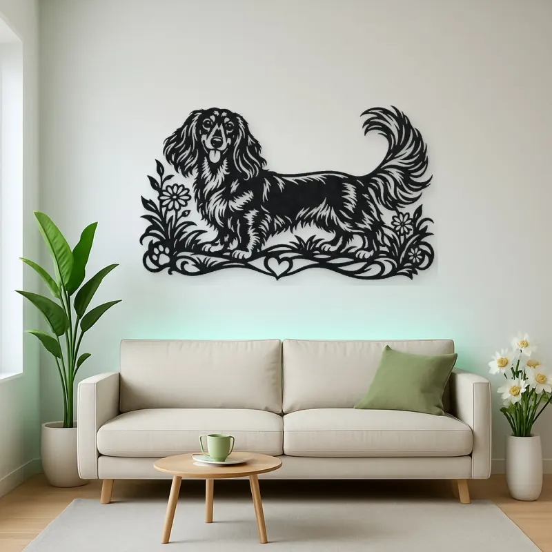 Dachshund Long Line Metal Wall Art | Pet Lover Silhouette Decor