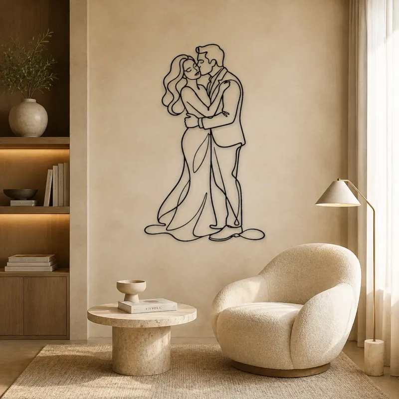Cheek Kiss Lovers Metal Wall Art | Romantic Couple Decor - lifestyle view 5
