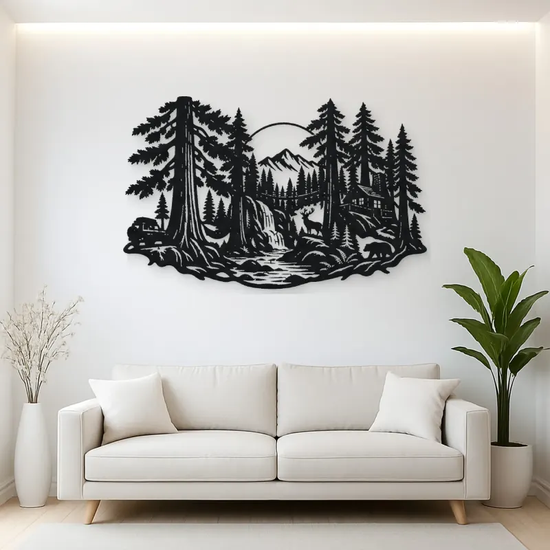 Redwood Canopy Metal Wall Art | Nature Silhouette Decor