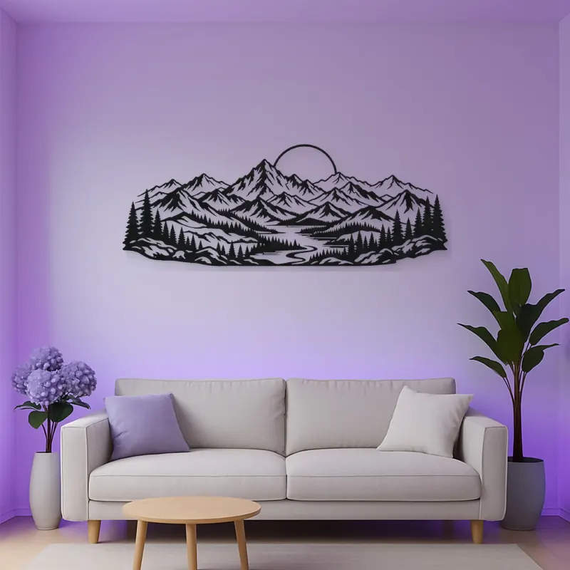Endless Mountain Horizon Metal Wall Art | Nature Silhouette Decor