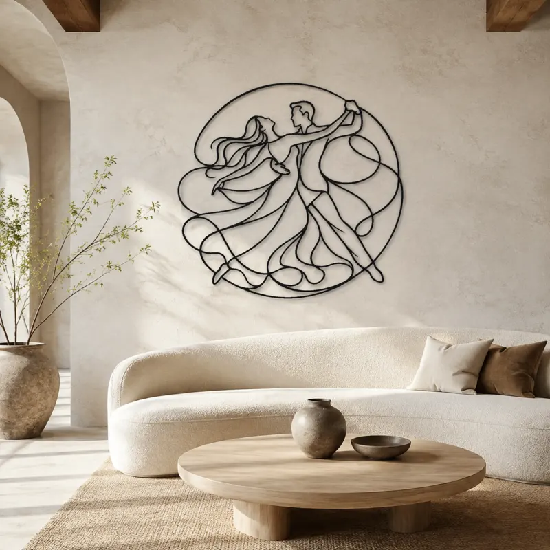 Contemporary Floor Flow Metal Wall Art | Couple Dance Wall Decor - lifestyle view 3