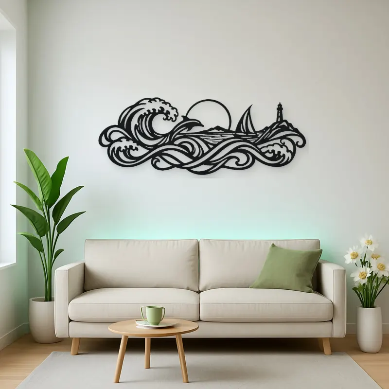 Interwoven Ocean Waves Metal Wall Art | Coastal and Nautical Wall Decor