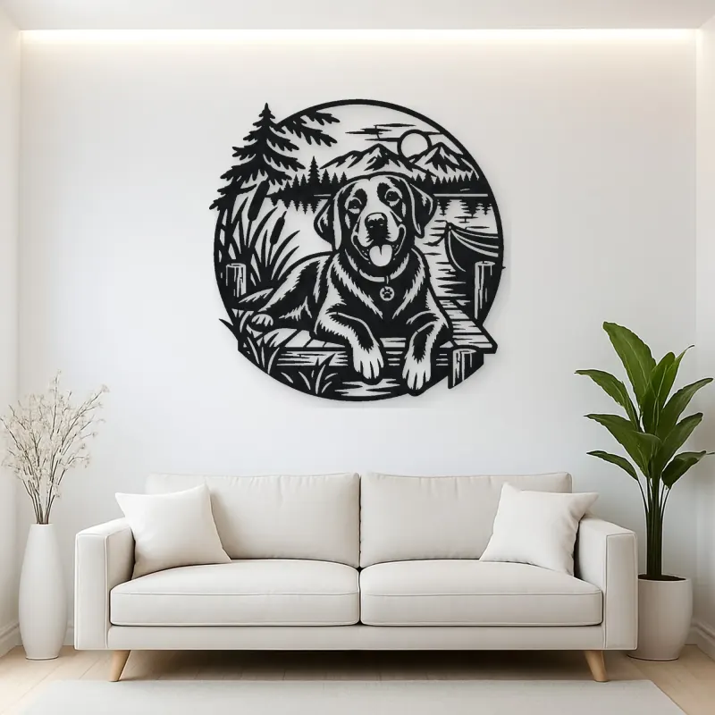 Labrador Lakeside Metal Wall Art | Pet Lover Silhouette Decor