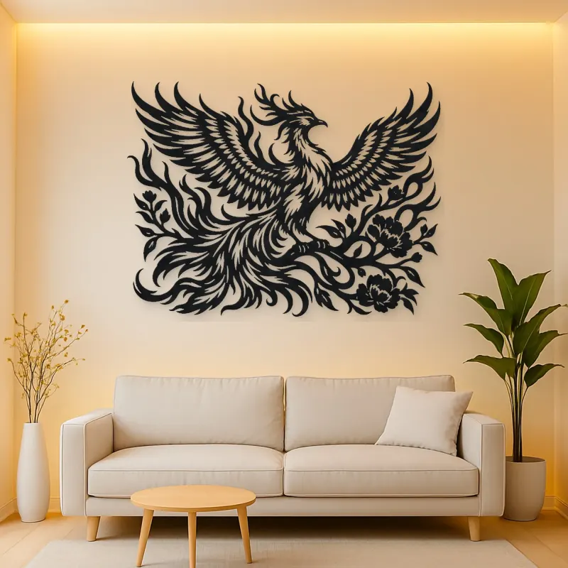 Phoenix Flame Flow Metal Wall Art | Celestial Boho Wall Decor
