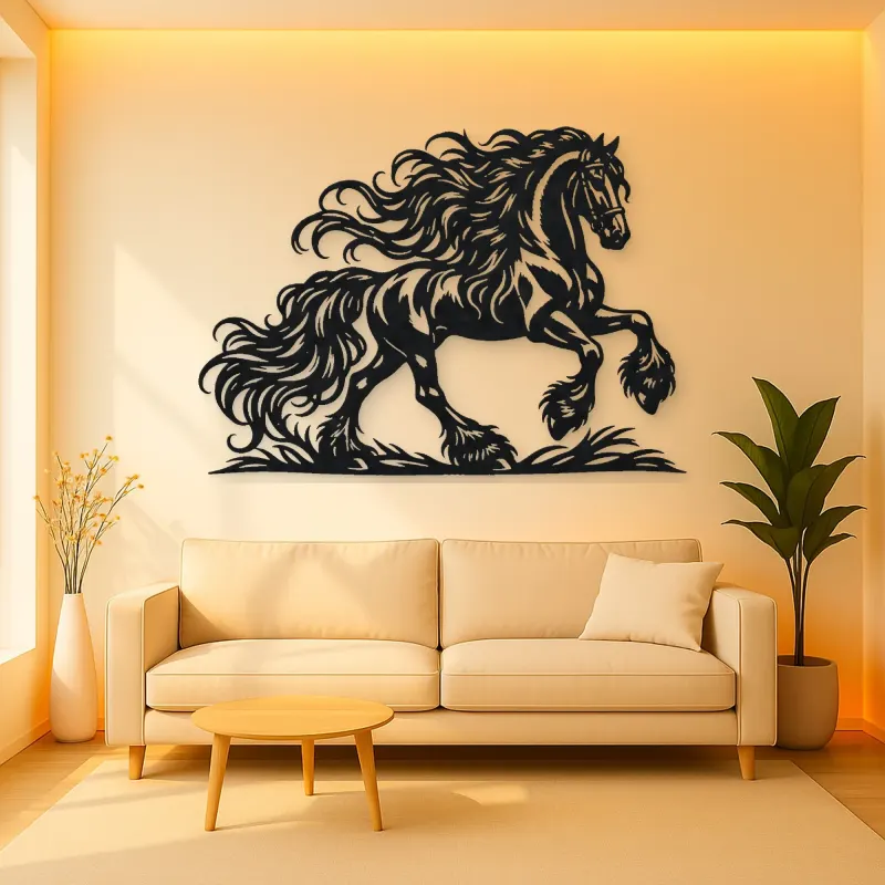 Friesian Mane Flow Metal Wall Art | Equestrian Wall Decor
