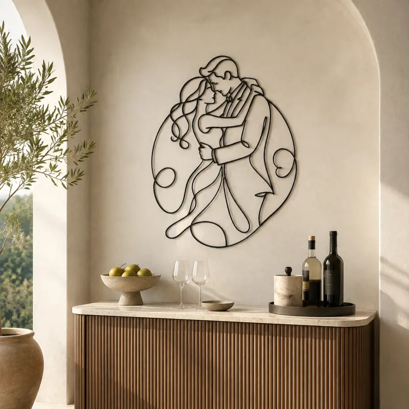 Intertwined Arms Pair Metal Wall Art | Romantic Couple Decor - lifestyle view 4