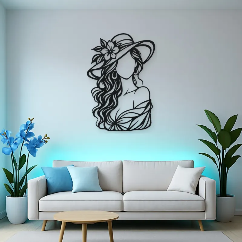 Faceless Fashion Muse Metal Wall Art | Minimalist Woman Line Art