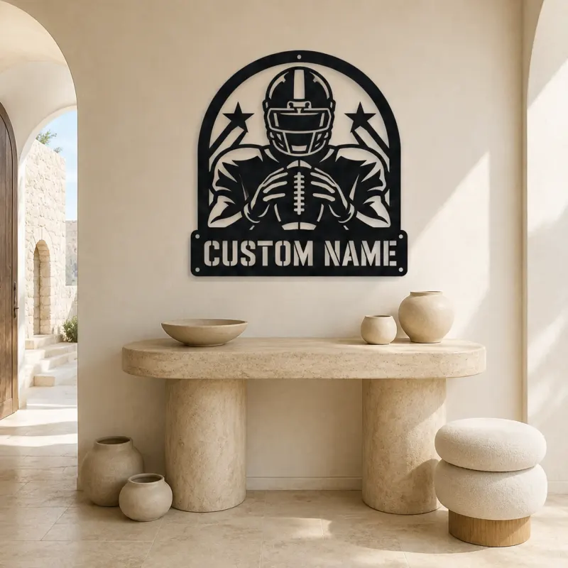 Personalized Football Player Rising Stars Metal Wall Art - lifestyle view 3