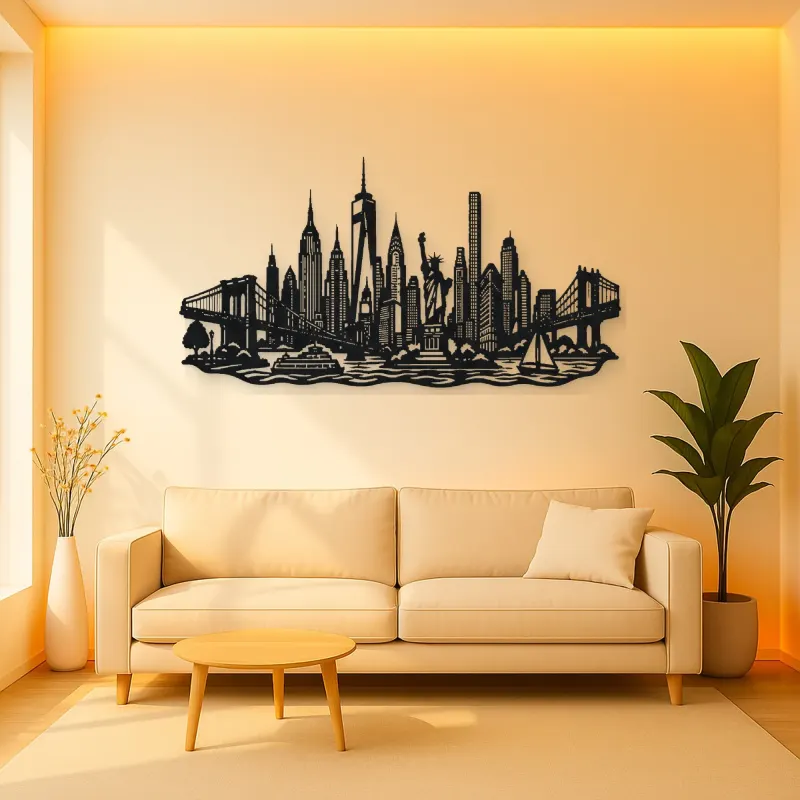 New York Skyline Flow Metal Wall Art | Travel and City Wall Decor