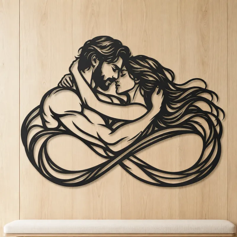 Eternal Loop Lovers Metal Wall Art | Romantic Couple Decor - lifestyle view 5