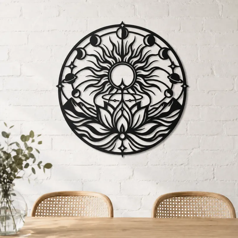 Solar Lotus Metal Wall Art | Botanical Metal Wall Decor - lifestyle view 4