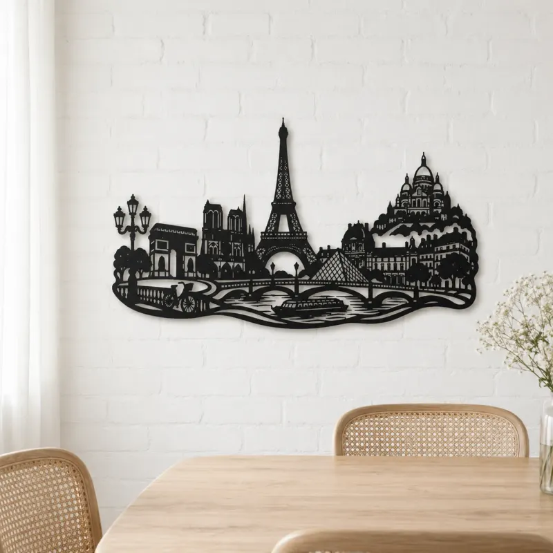 Paris Skyline Flow Metal Wall Art | Travel and City Wall Decor - lifestyle view 4