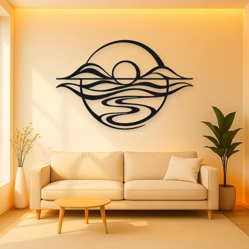 Five Line Horizon Metal Wall Art | Nature Silhouette Decor