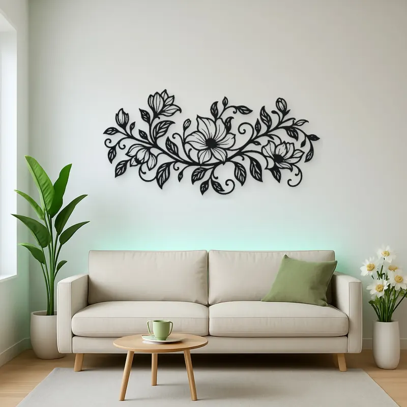 Endless Floral Vine Metal Wall Art | Botanical Metal Wall Decor