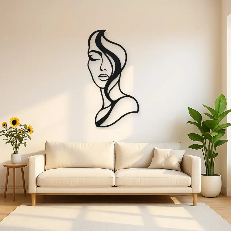 Abstract Half Face Metal Wall Art | Minimalist Woman Line Art