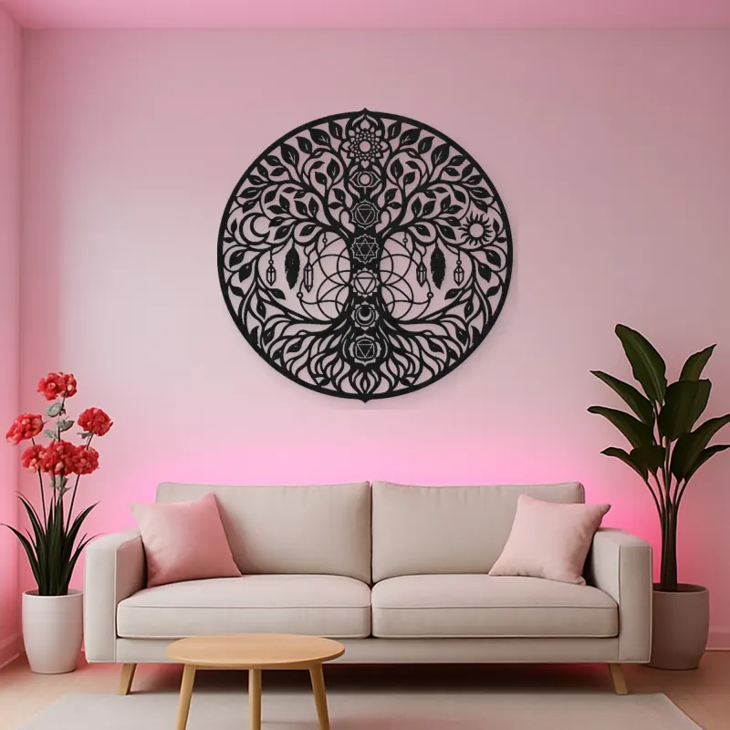 Seven Chakra Tree Metal Wall Art | Botanical Metal Wall Decor