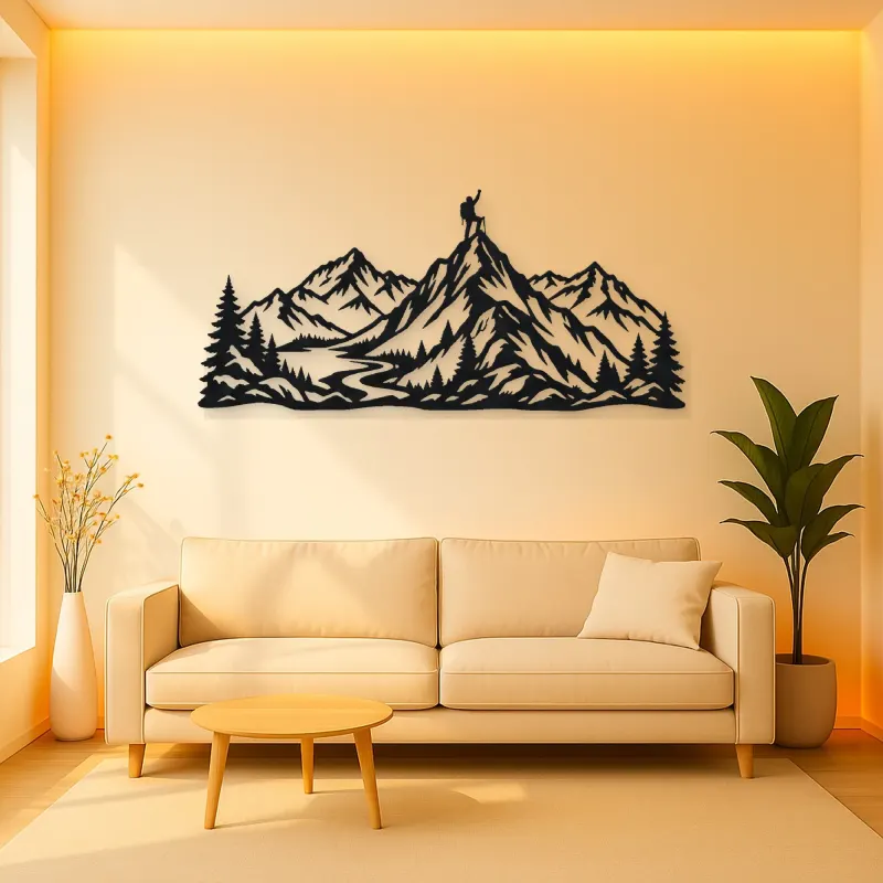 Climber Summit Moment Metal Wall Art | Nature Silhouette Decor